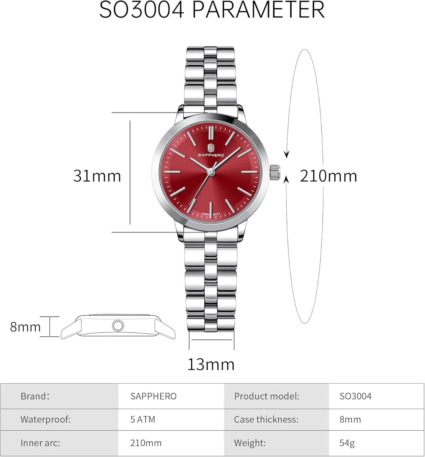 SAPPHERO Wrist Watch for Women Luxury Ladies Watches Women's Bracelet Watch Small Stainless Steel Analog 5ATM Waterproof Watches for Women