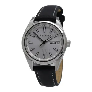 Seiko Womens Silver-tone Dial Black Band Stainless Steel Quartz Watch - SUR455