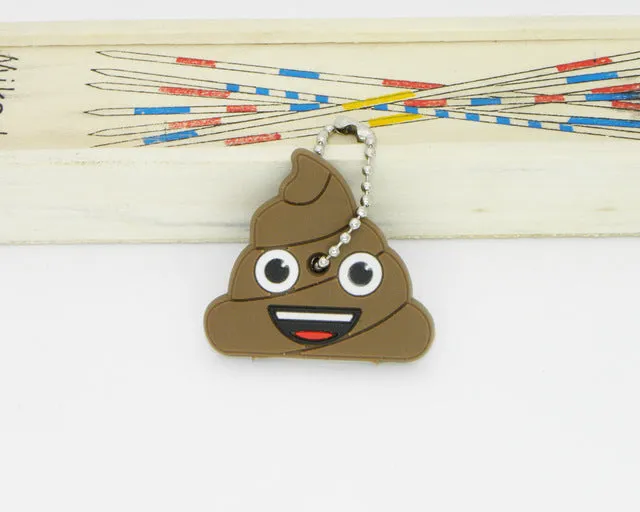 Silicone Amusing Head Yellow Face Stool Emoticons Smile Key Cover Key Cap Keychain Key Chain Key Ring Key Holder Women Bag Charm