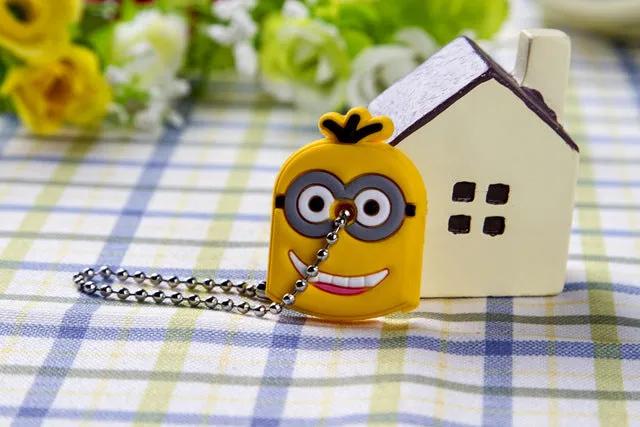 Silicone Amusing Head Yellow Face Stool Emoticons Smile Key Cover Key Cap Keychain Key Chain Key Ring Key Holder Women Bag Charm