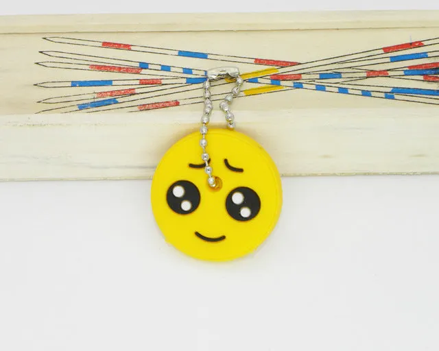 Silicone Amusing Head Yellow Face Stool Emoticons Smile Key Cover Key Cap Keychain Key Chain Key Ring Key Holder Women Bag Charm