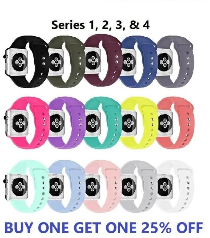 Silicone Strap Band for Apple Watch Sports Series 5/4/3/2/1 38mm 40mm 42mm 44mm