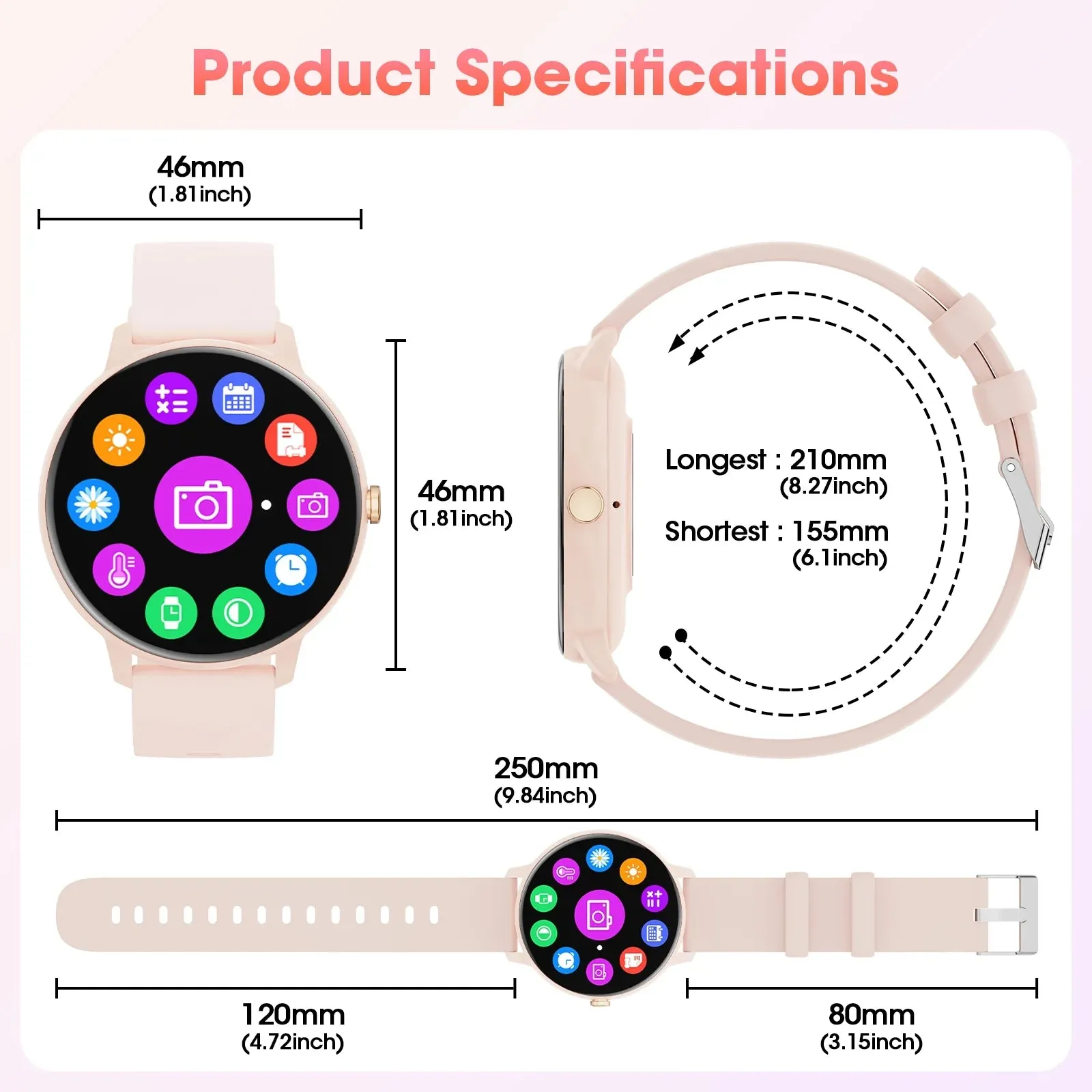 Smart Watch - 1.39" Touch Display, Call Function, Fitness Tracker, IP68 Waterproof