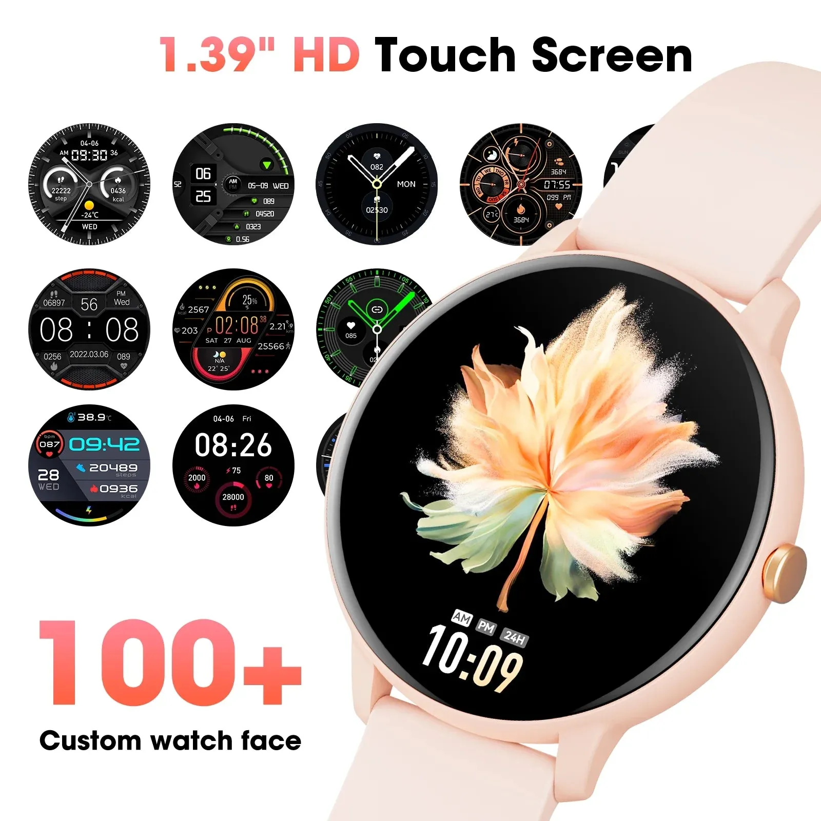 Smart Watch - 1.39" Touch Display, Call Function, Fitness Tracker, IP68 Waterproof