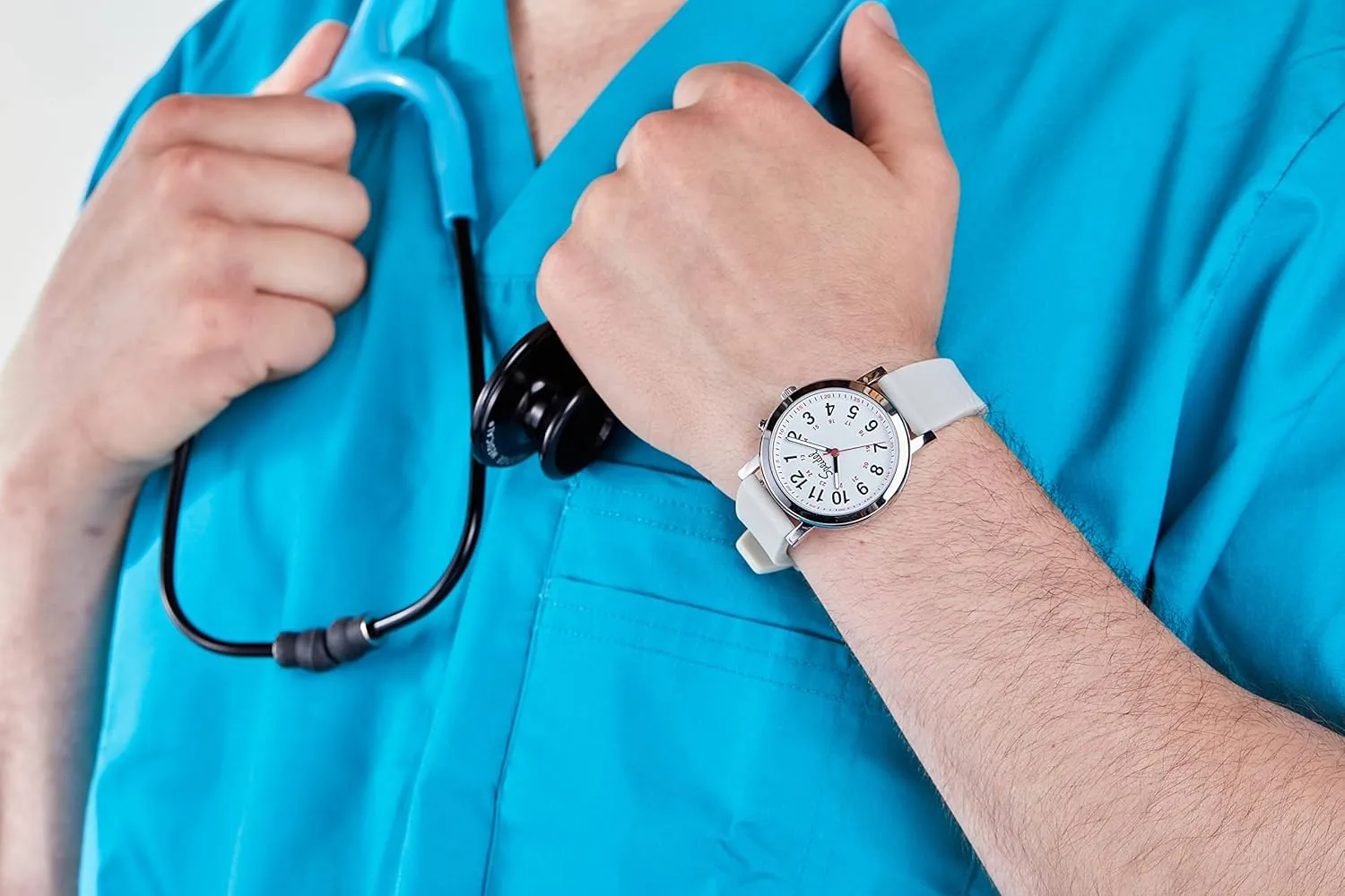 Speidel Original Scrub Watch for Nurse, Medical Professionals and Students  Various Medical Scrub Colors, Easy Read Dial, Military Time with Second Hand, Silicone Band, Water Resistant