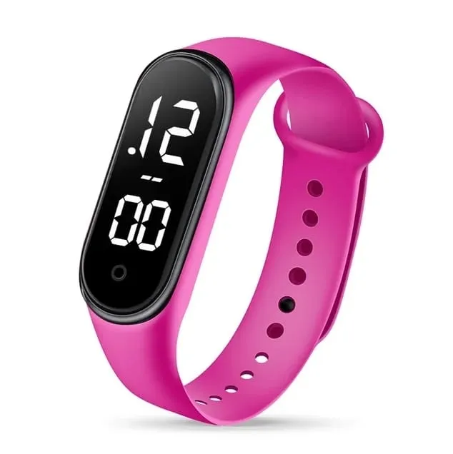 Sports watch - Led touch Display - Silicone Strap - Rose Pink