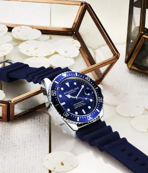 Stuhrling Original Watches for Men - Pro Diver Watch - Sports Watch for Men with Screw Down Crown for 330 Ft. of Water Resistance - Analog Dial, Quartz Movement - Mens Watches Collection (Blue)