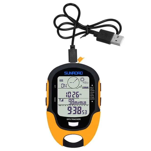 SUNROAD GPS Tracker Locator Finder Navigation Compass Handheld USB Rechargeable Digital Altimeter Barometer GPS Reloj Watches