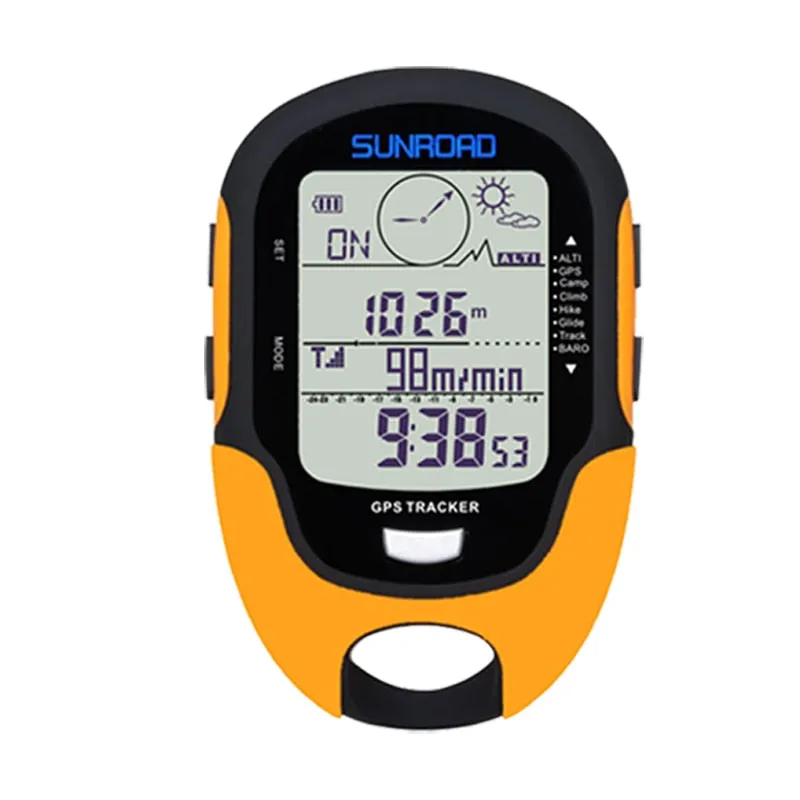 SUNROAD GPS Tracker Locator Finder Navigation Compass Handheld USB Rechargeable Digital Altimeter Barometer GPS Reloj Watches