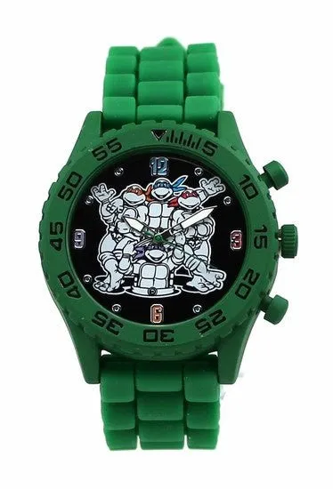 Teenage Mutant Ninja Turtles TMNT Group Shot Green Rubber Strap Watch (TMN9046)