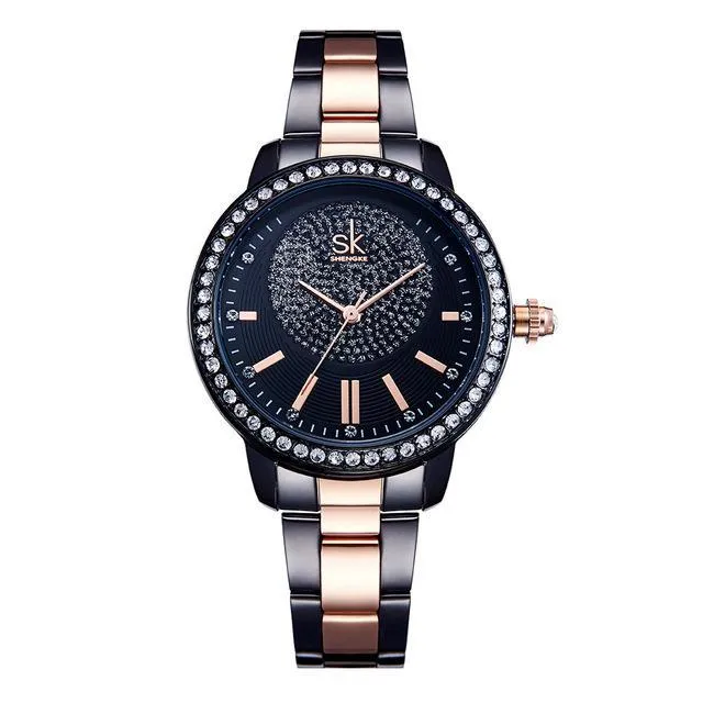 Top Brand Crystal Luxury Rose Gold Quartz Watches  for Women Ladies