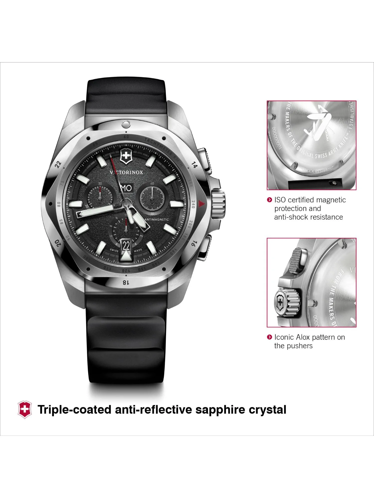 Victorinox Men 43 mm Size Black Dial I.N.O.X. Chrono Watch - V241983