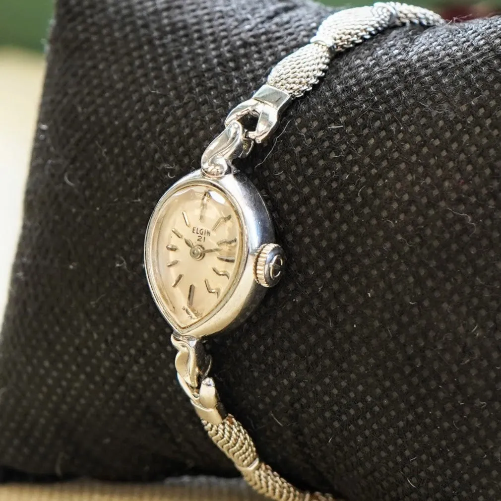 Vintage ELGIN 21 Jewels Ladies Cocktail Watch Cal. Grade 316 Original Speidel Mesh Bracelet Swiss - In Box!