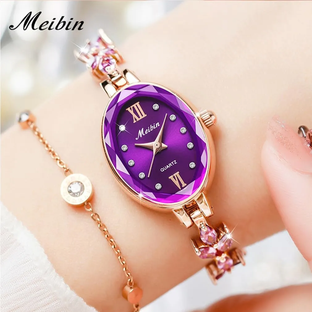 Watches for Women Green Bracelet Crystal Diamond Bangle Ladies Female Small Fashion Luxury Thin Waterproof Quartz Girls Wife Gifts Oval Gold Wrist Watch