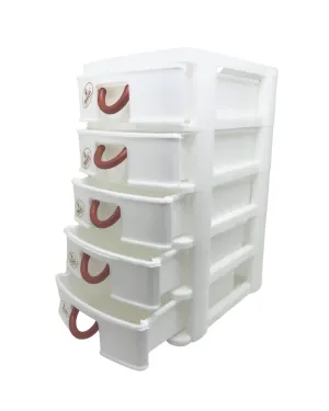 White Phoenix Portable Five Layers Drawers Storage Unit