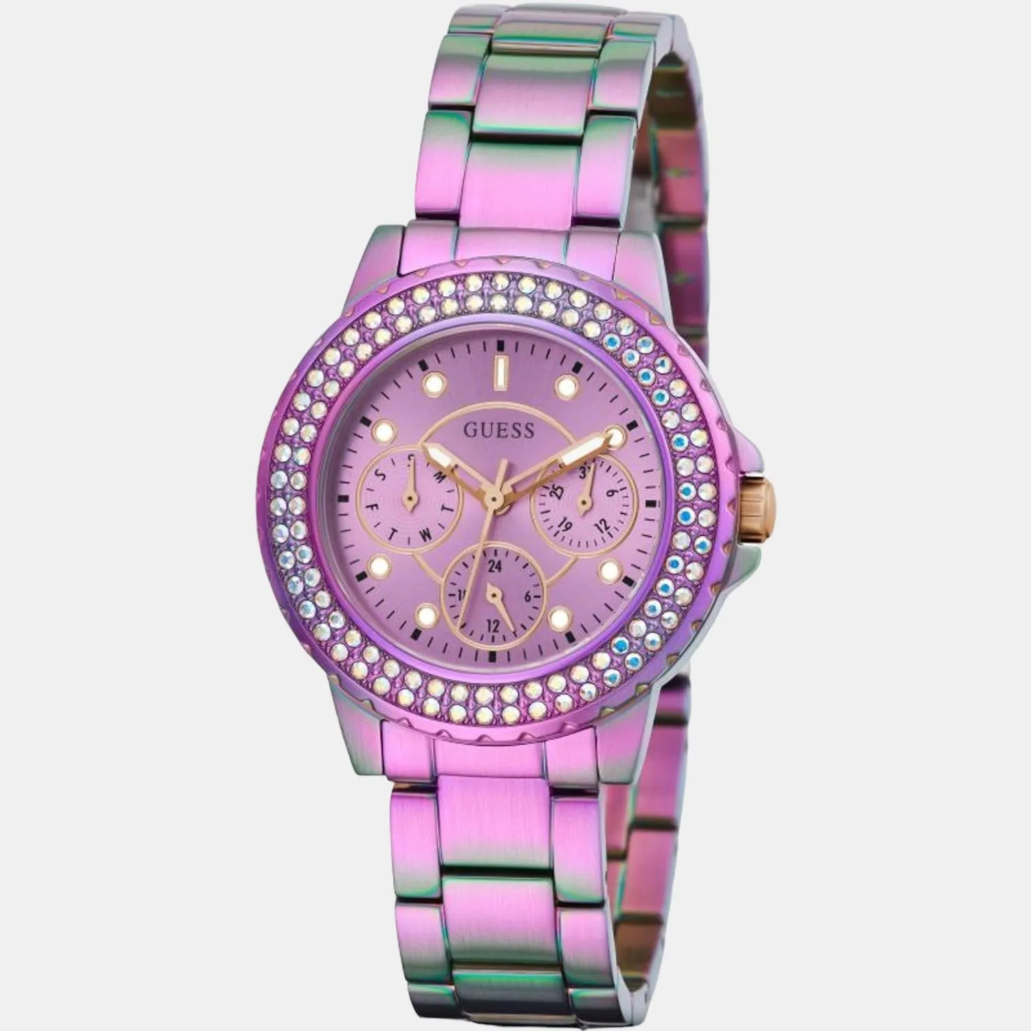 Women Purple Stainless Steel Chronograph Watch GW0410L4