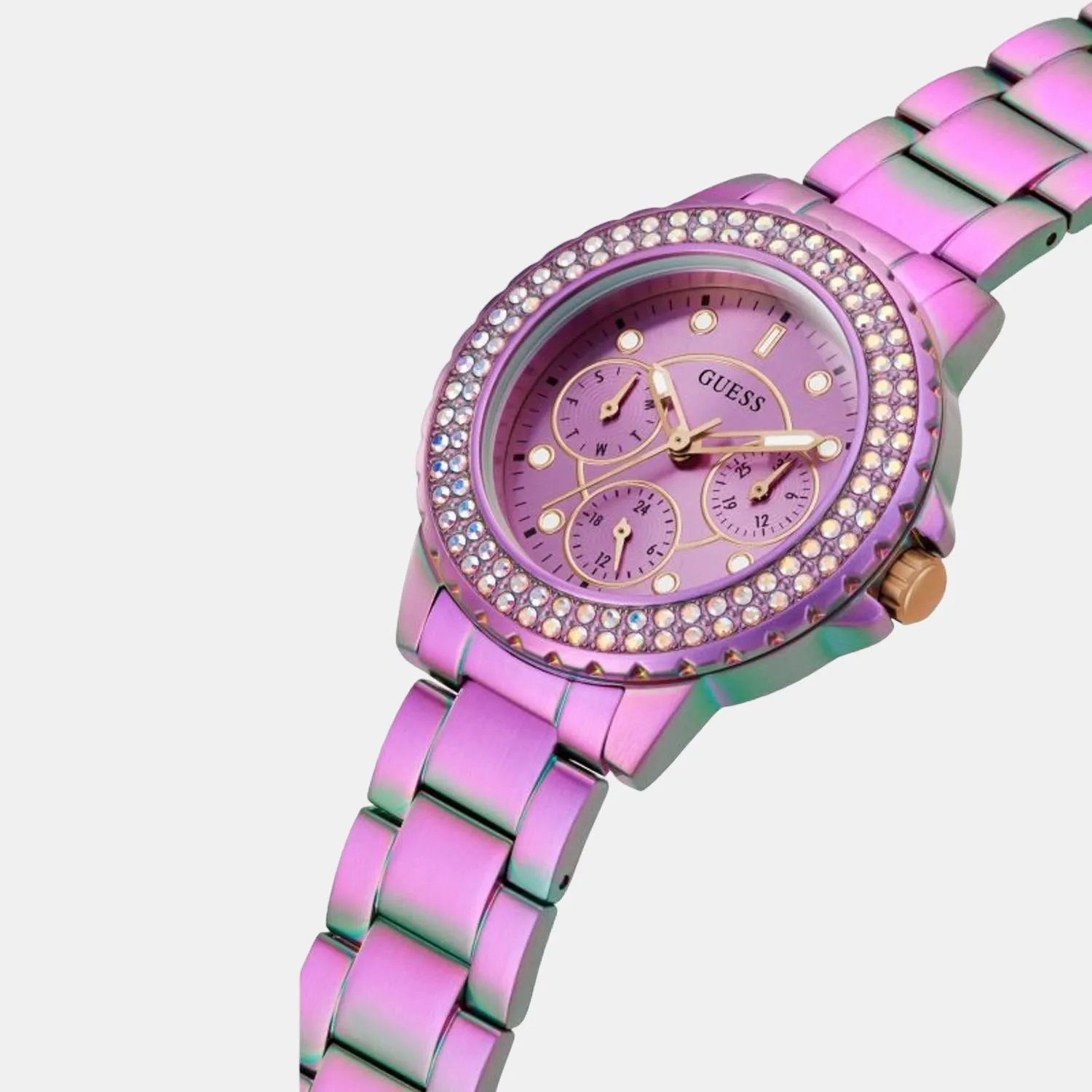 Women Purple Stainless Steel Chronograph Watch GW0410L4