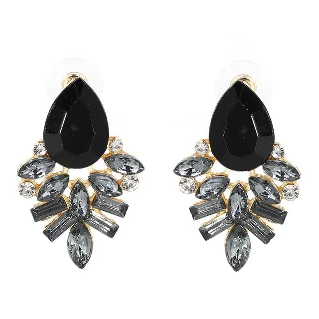 Women's fashion stud earrings New arrival brand sweet metal with gems Handmade Rhinestone earring for girls