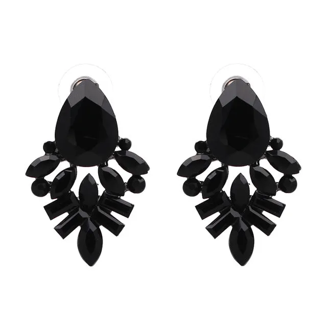 Women's fashion stud earrings New arrival brand sweet metal with gems Handmade Rhinestone earring for girls