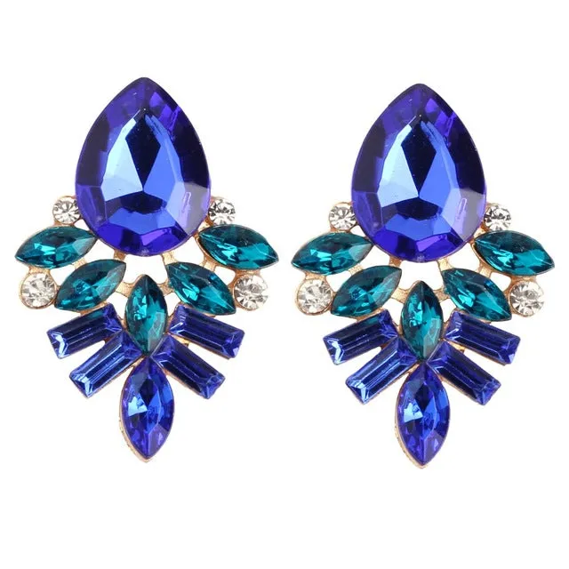 Women's fashion stud earrings New arrival brand sweet metal with gems Handmade Rhinestone earring for girls