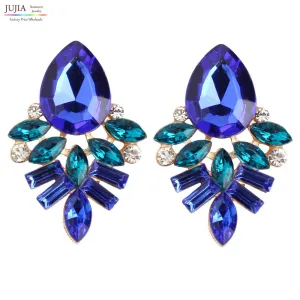 Women's fashion stud earrings New arrival brand sweet metal with gems Handmade Rhinestone earring for girls